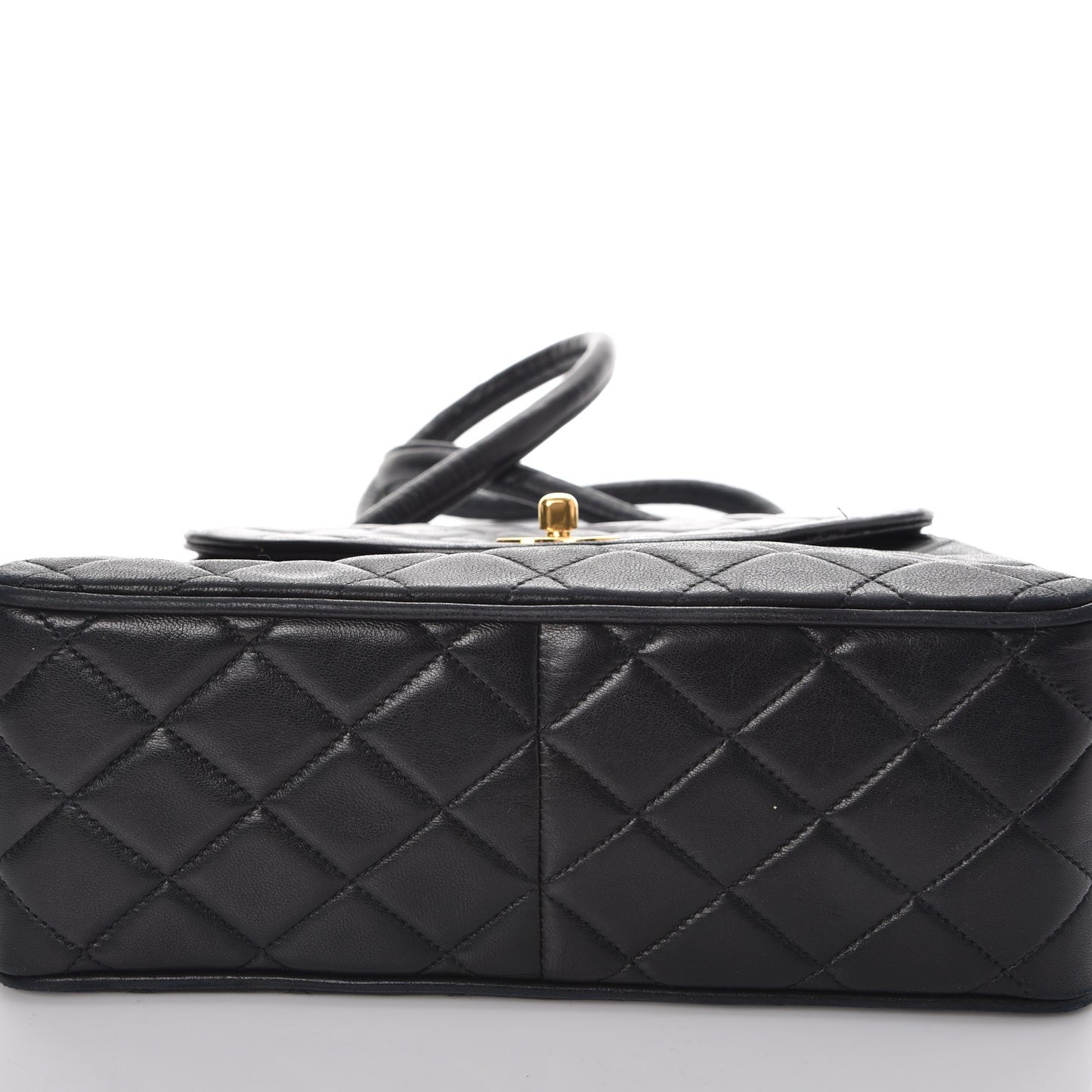 Lambskin Quilted Flap Shoulder Bag Black