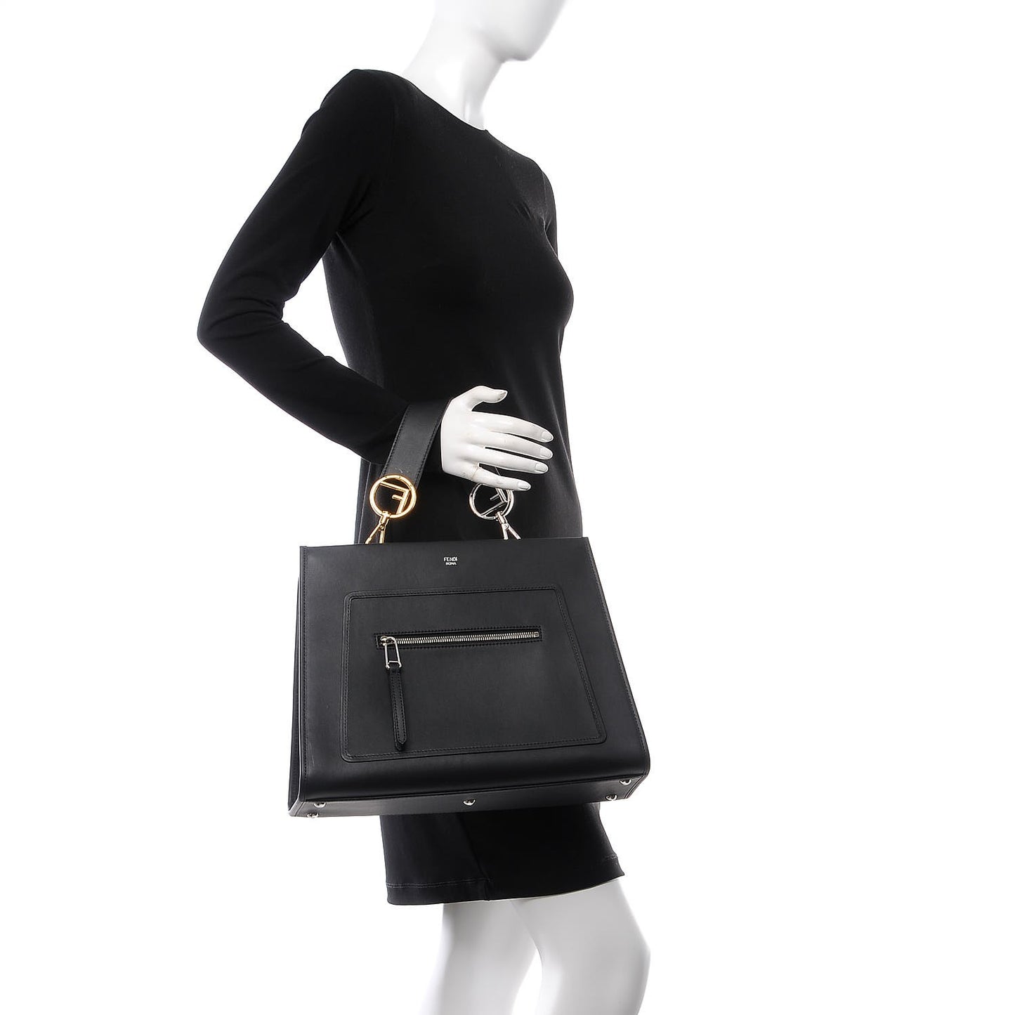 Vitello Century Opaco F is Fendi Regular Runaway Satchel Black