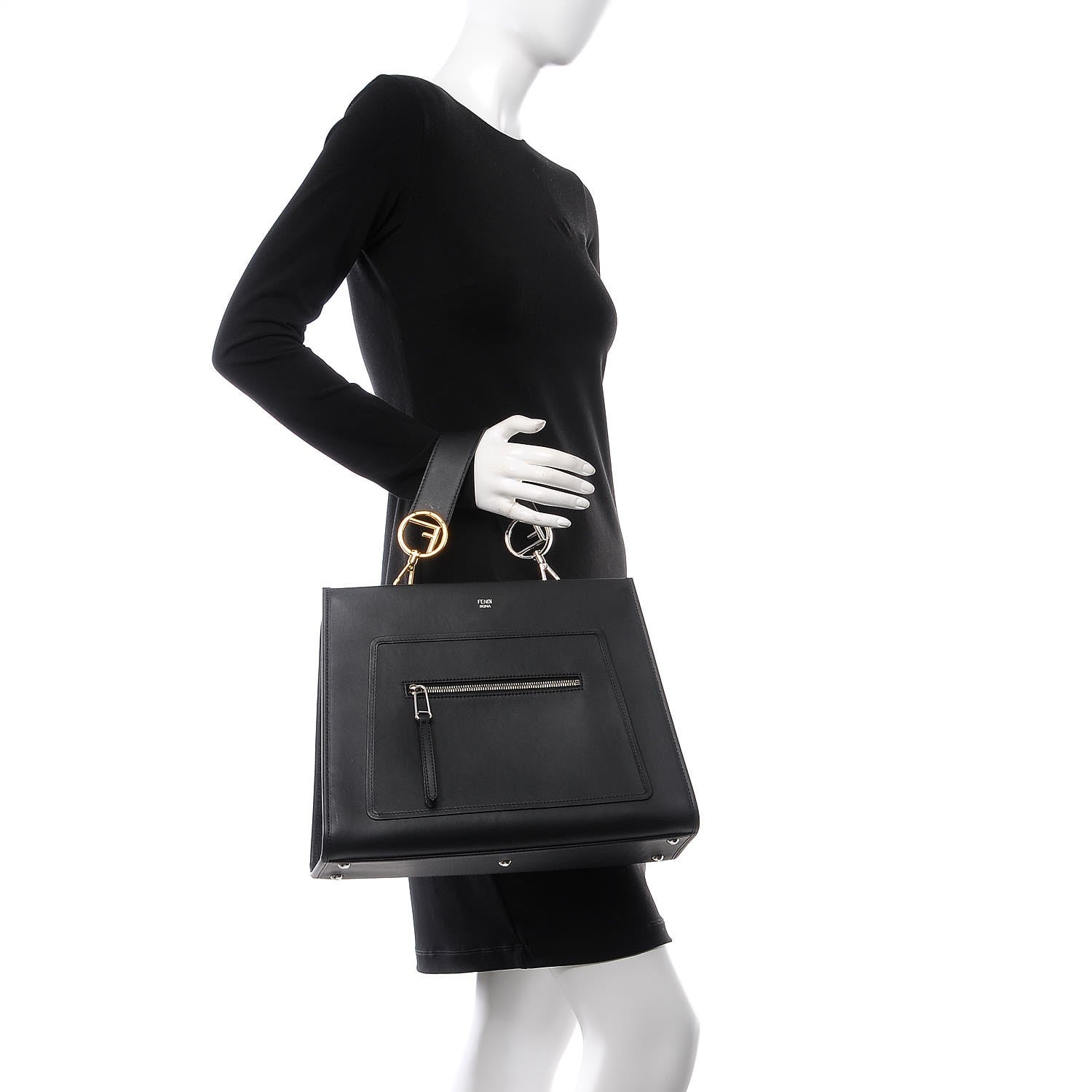 Fendi Vitello Century Opaco F is Fendi Regular Runaway Satchel Black 3 of 8