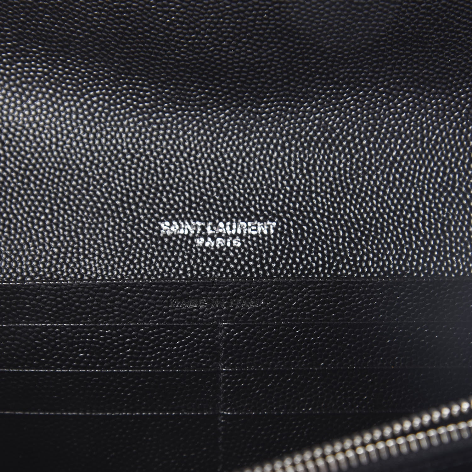 Saint Laurent Grain De Poudre Matelasse Chevron Monogram Flap Wallet Black 6 of 6