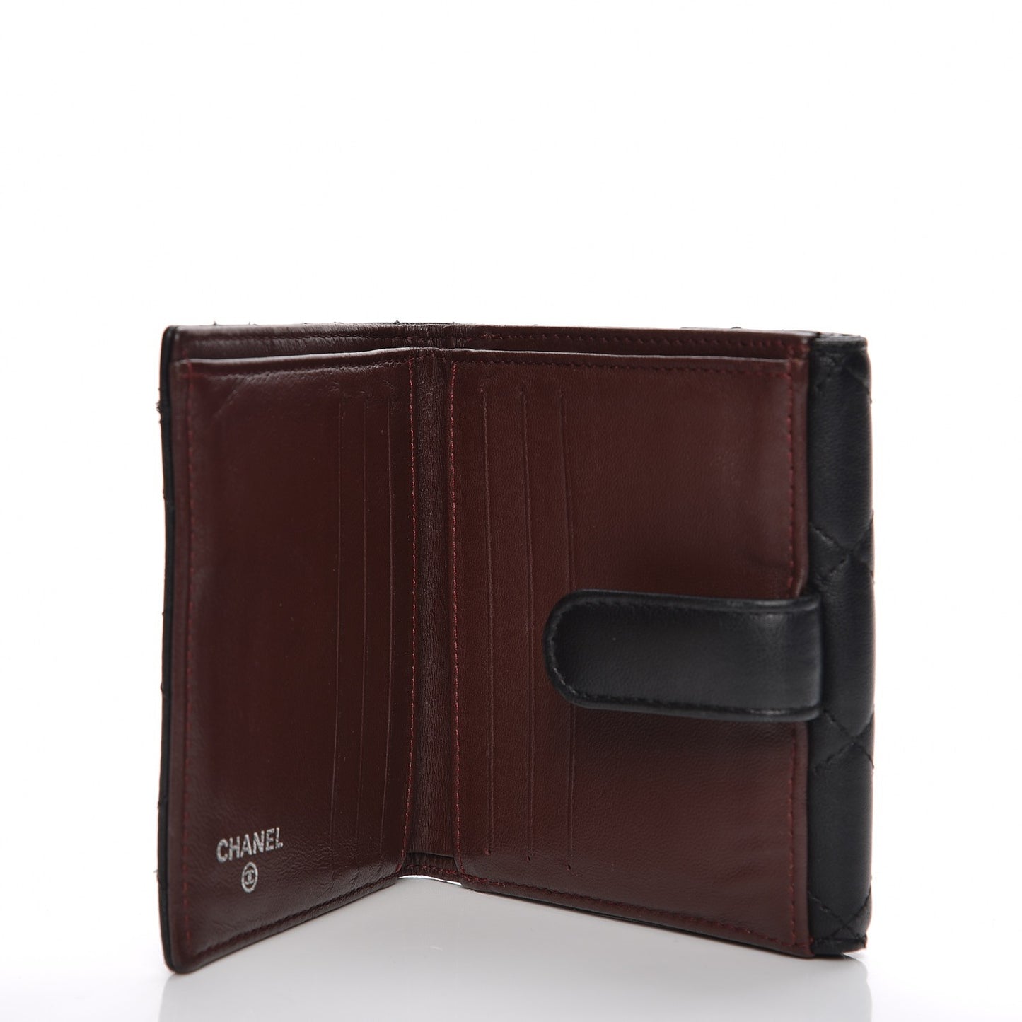 Lambskin Quilted Compact French Flap Wallet Black