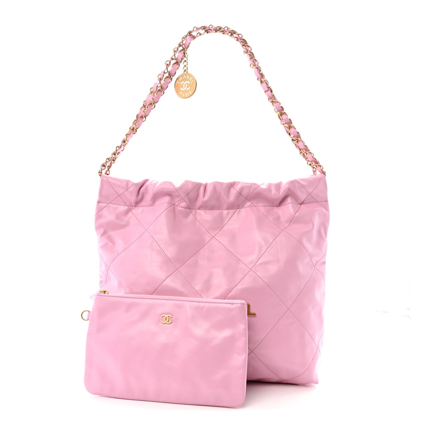 Shiny Calfskin Quilted Small Chanel 22 Lilac
