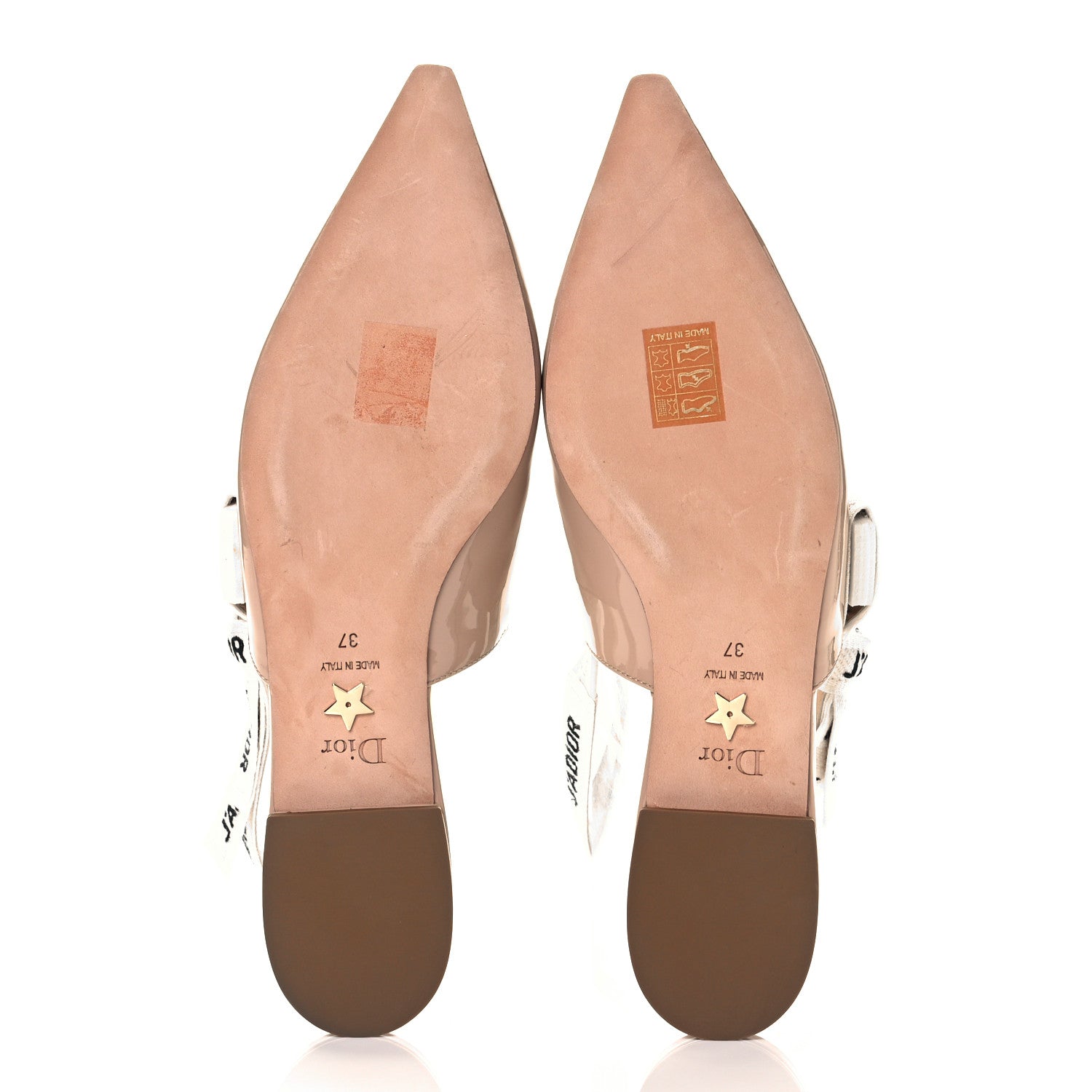 Christian Dior Patent Ribbon J'Adior Slingback Ballet Flats 37 Nude 5 of 8