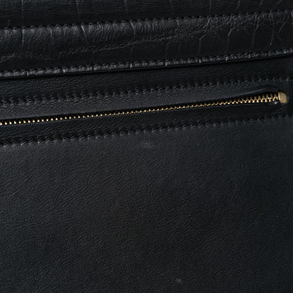 Celine Crocodile Embossed Calfskin Suede Medium Trapeze Black 17 of 19
