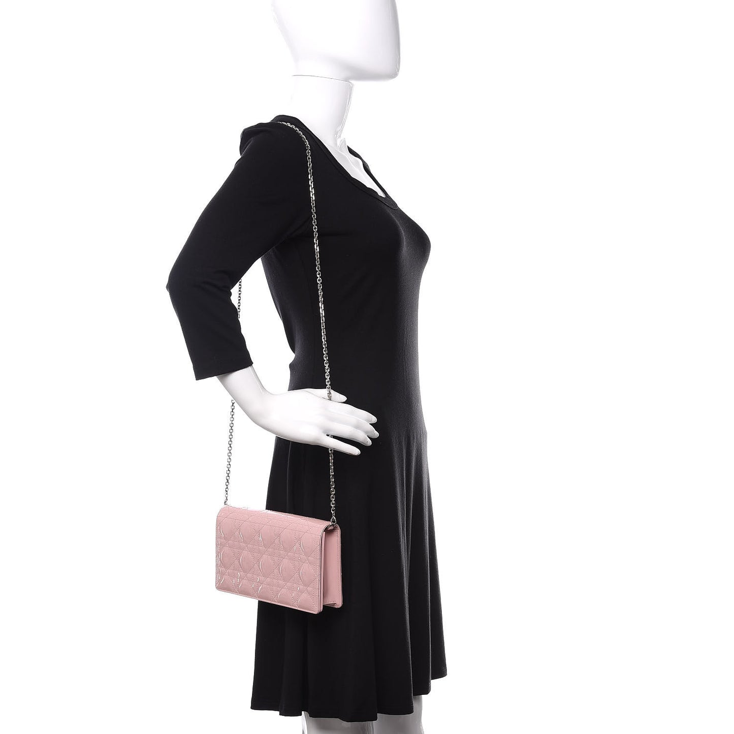 Patent Cannage Lady Dior Convertible Clutch Rose Clair