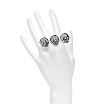 Gucci Sterling Silver GucciGhost Hamlet Skull Double Finger Ring 60 9 2 of 5