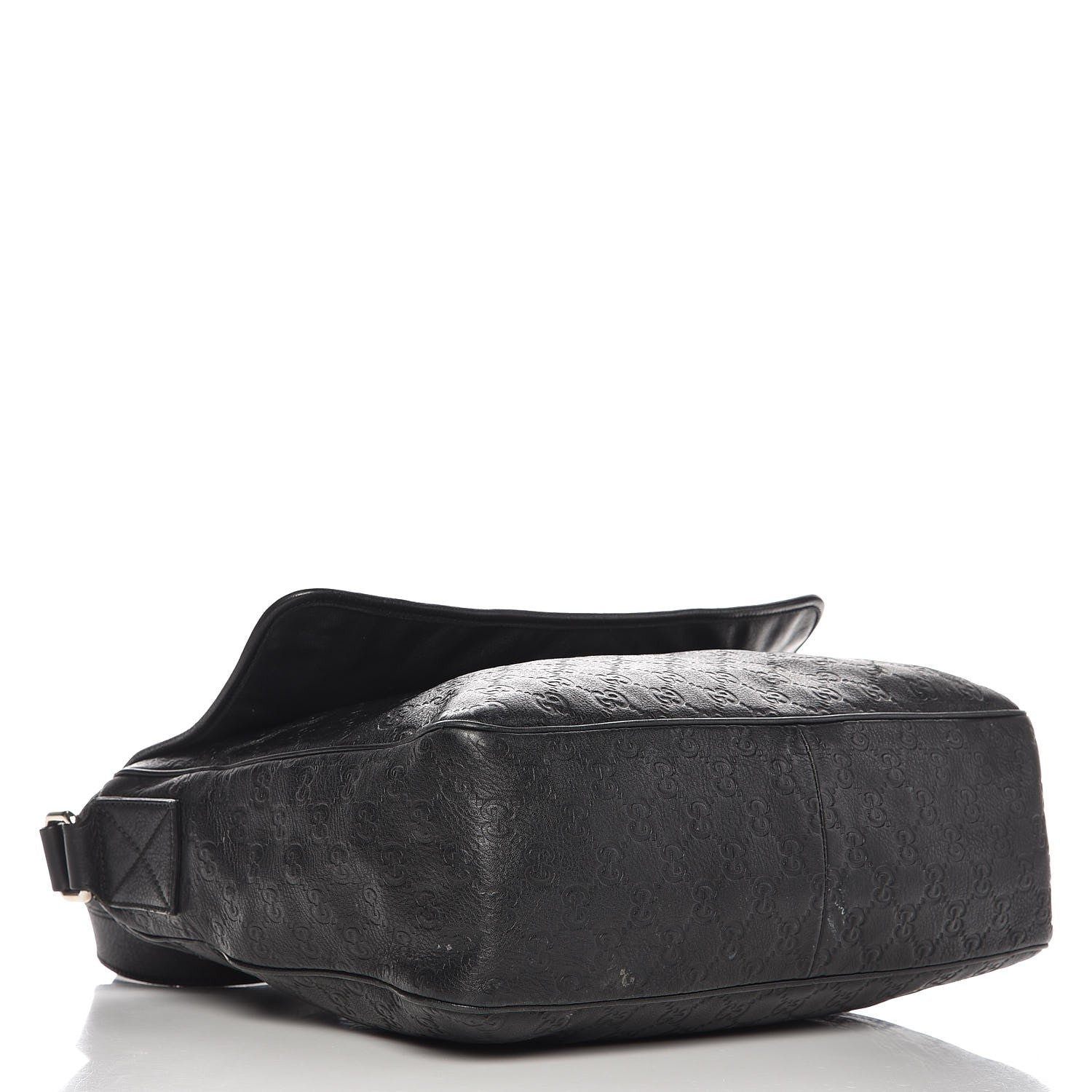 Gucci Guccissima Medium Flap Messenger Bag Black 4 of 15