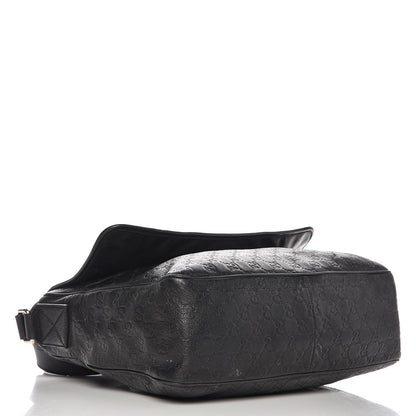 Gucci Guccissima Medium Flap Messenger Bag Black 4 of 15