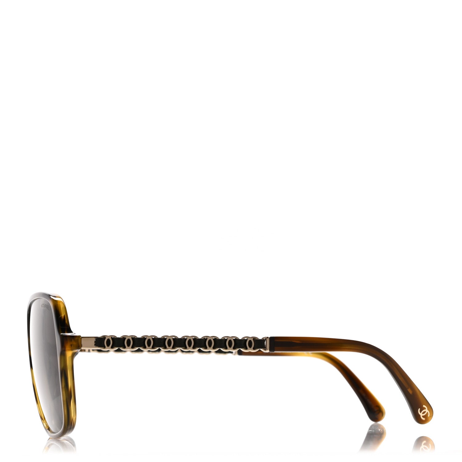 Chanel Metal Calfskin CC Chain Pilot Sunglasses 5439-Q Green
