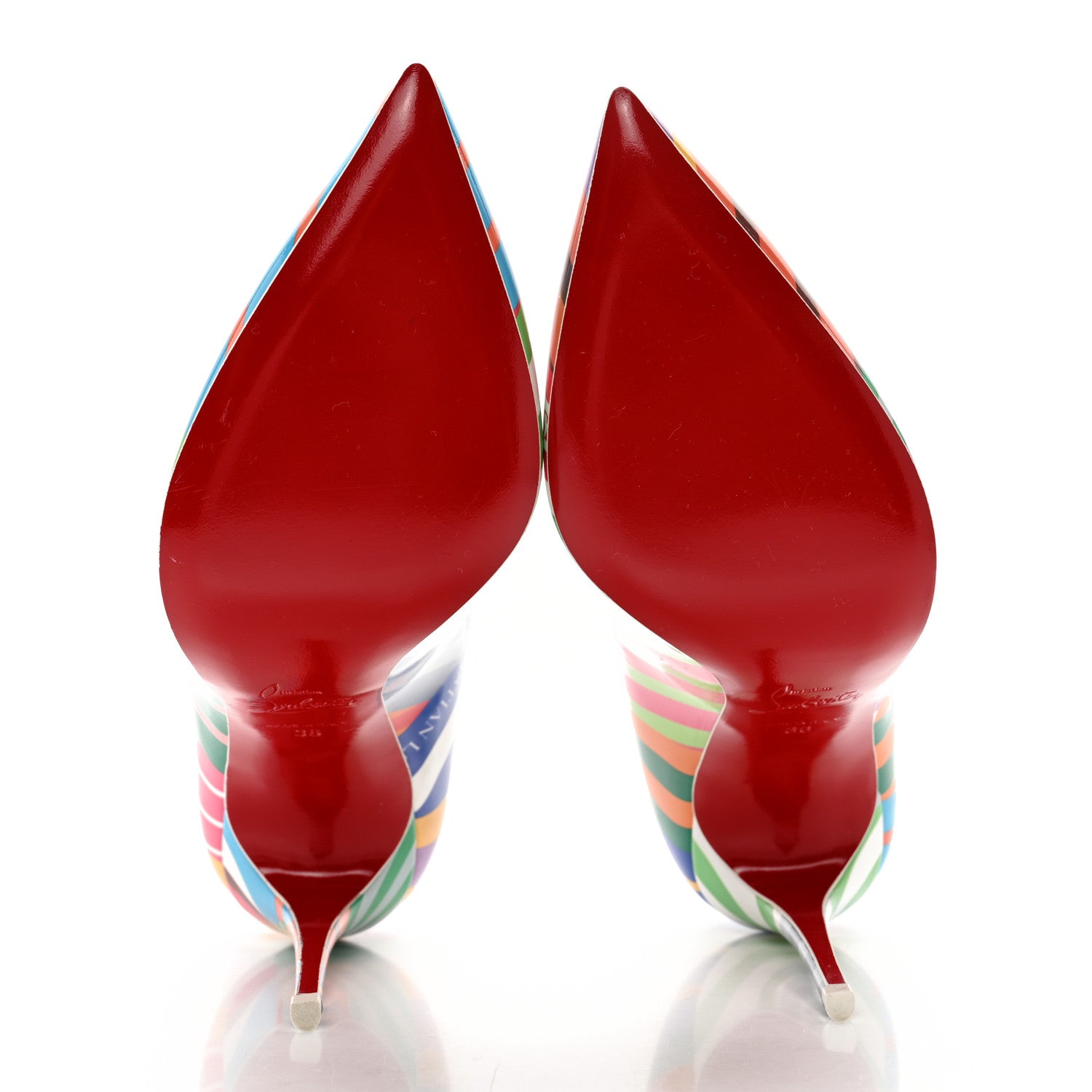 Christian Louboutin Patent Striped Grand Bain Swimming Pool Hot Chick 100 Pumps 36 Multicolor Lin Blue White 5 of 9