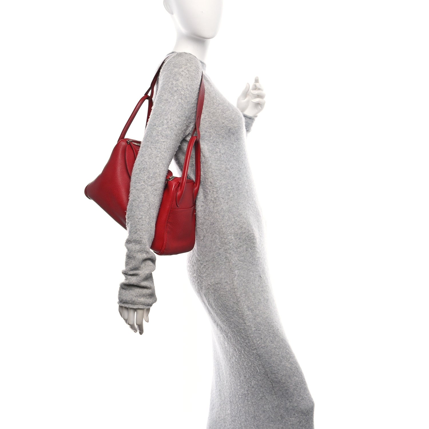 Hermes Taurillon Clemence Lindy 30 Rouge Vif 2 of 12