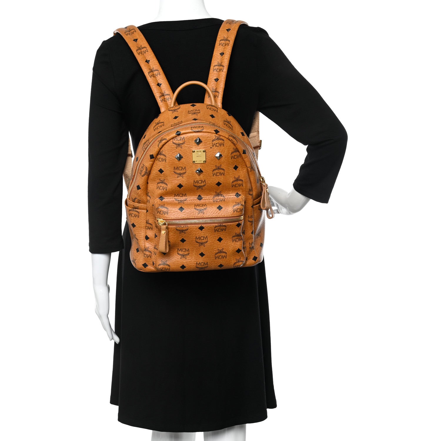 MCM Visetos Small Sprinkle Stud Stark Backpack Cognac 2 of 10