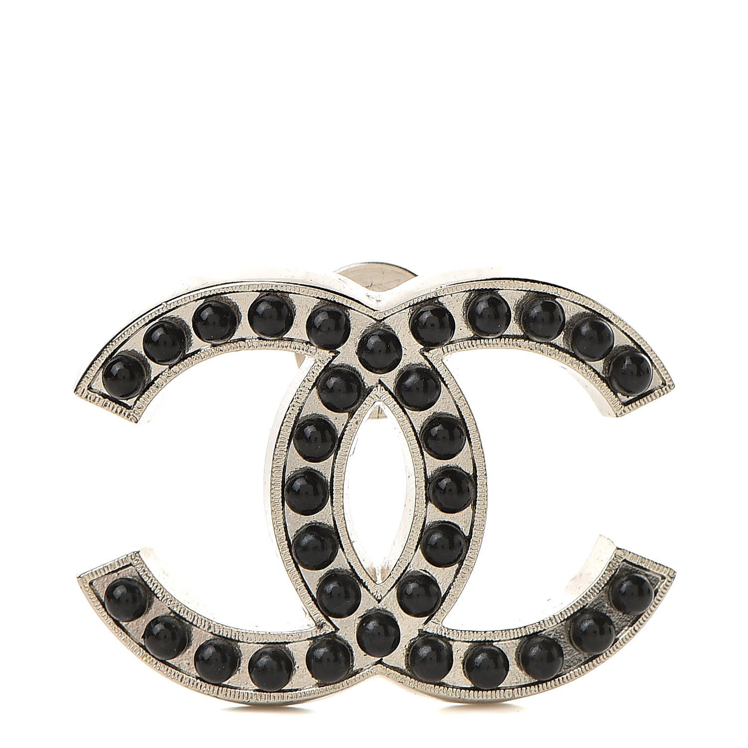 Chanel Bead CC Pin Black Silver 1 of 5