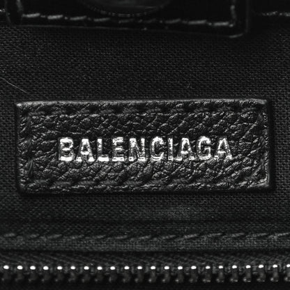 Balenciaga Shiny Calfskin Logo Crocodile Embossed North South Shopper Tote XXS Black White 6 of 9