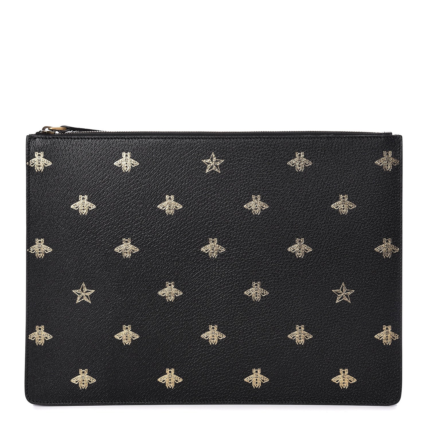Gucci Grained Calfskin Bee Star Messenger Black 1 of 10