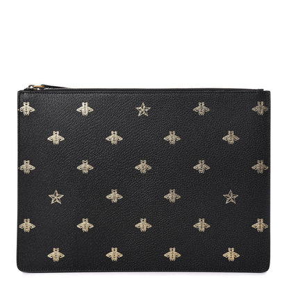 Gucci Grained Calfskin Bee Star Messenger Black 1 of 10