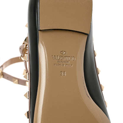 Valentino Garavani Calfskin Nappa Rockstud Cage Ballerina Flats 38 Black Poudre 8 of 11