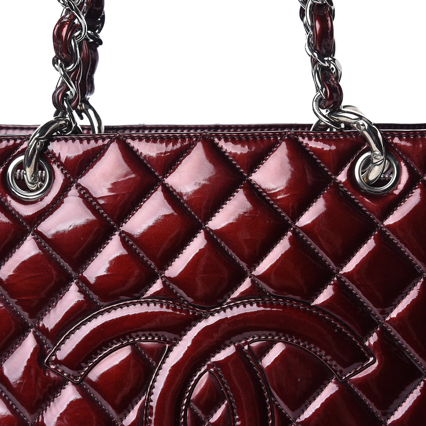 Patent Quilted Grand Shopping Tote GST Dark Bordeaux