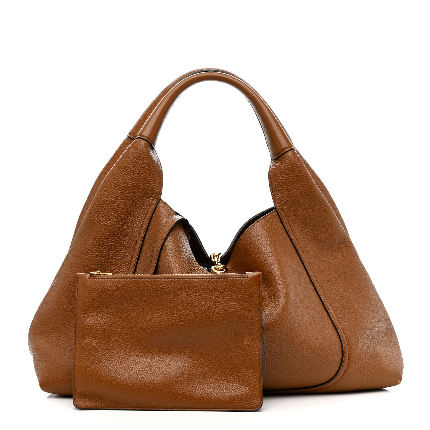 Gucci Grained Calfskin Softbit Maxi Shoulder Bag Brown 1800638