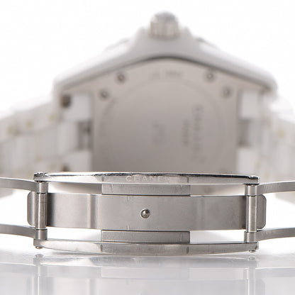 Chanel Stainless Steel Ceramic Diamond 33mm J12 Quartz Watch White 6 of 7