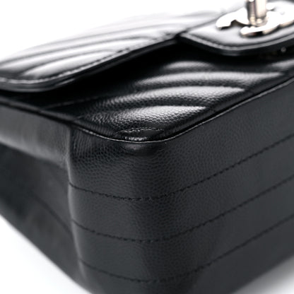 Chanel Caviar Chevron Quilted Mini Square Flap Black 8 of 14