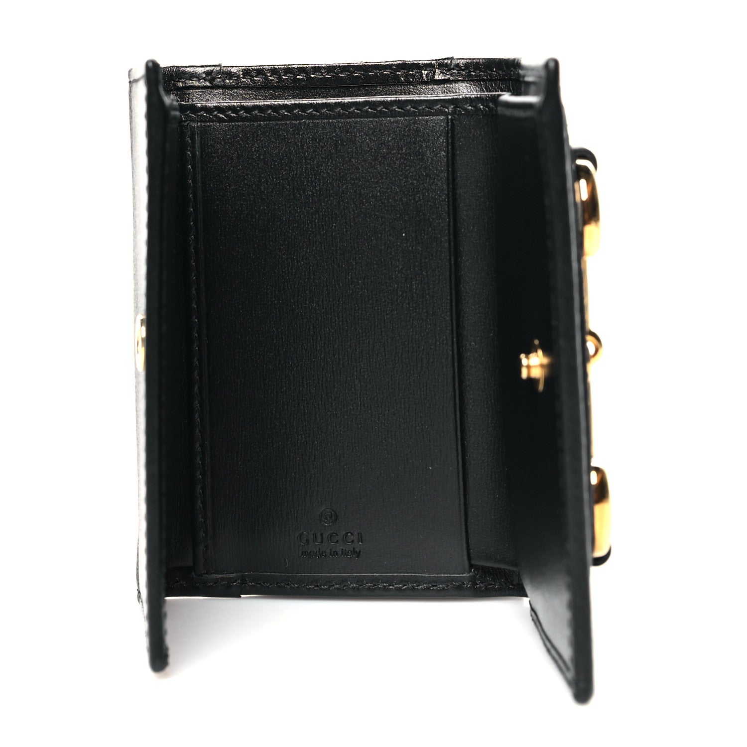 Gucci Boarded Plutone Calfskin Horsebit 1955 Tri Fold Wallet Black 5 of 10