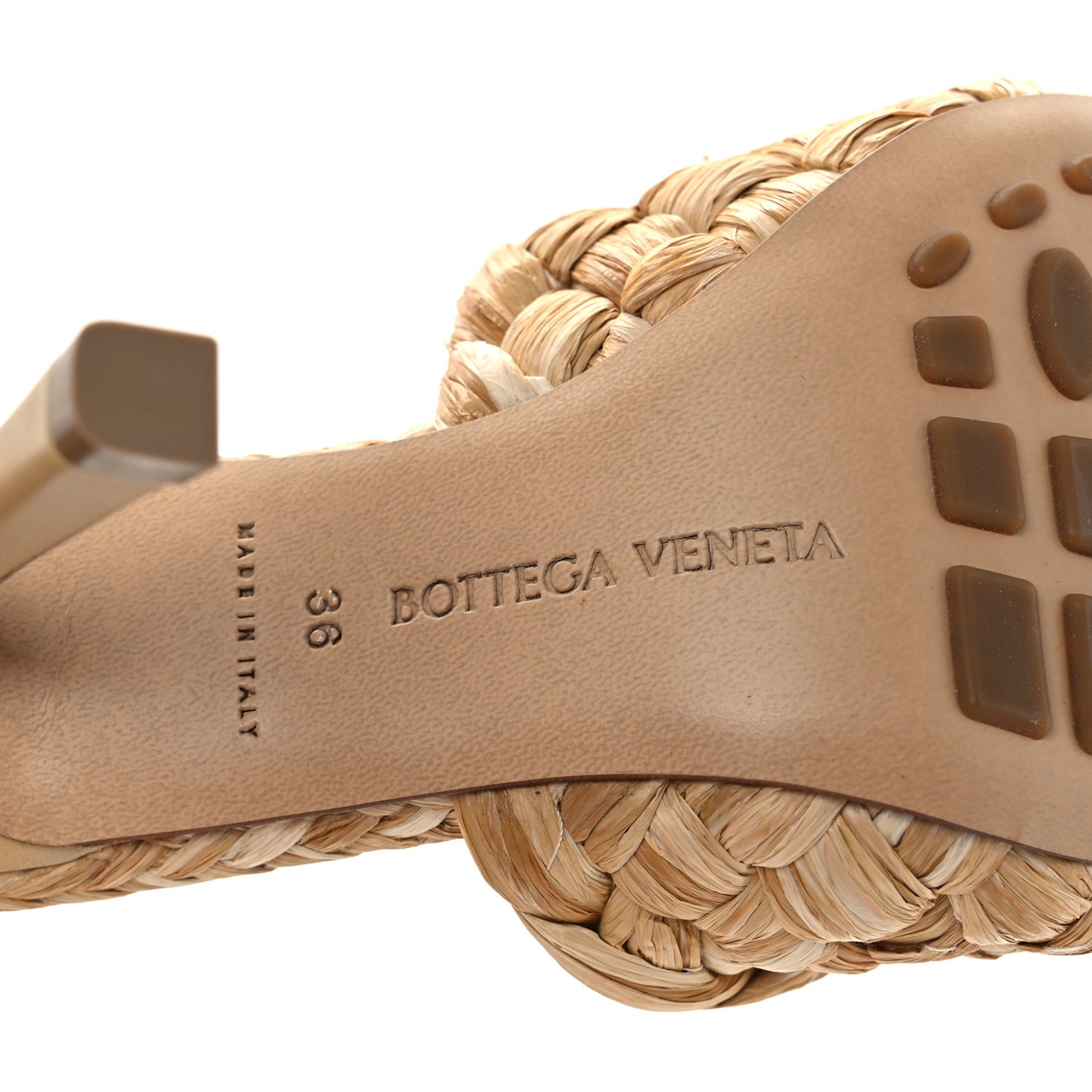 Raffia Twisted Intrecciato Stretch Mule Sandals 36 Macadamia