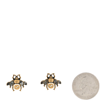Gucci Crystal Pearl GG Bee Earrings Gold 2 of 4