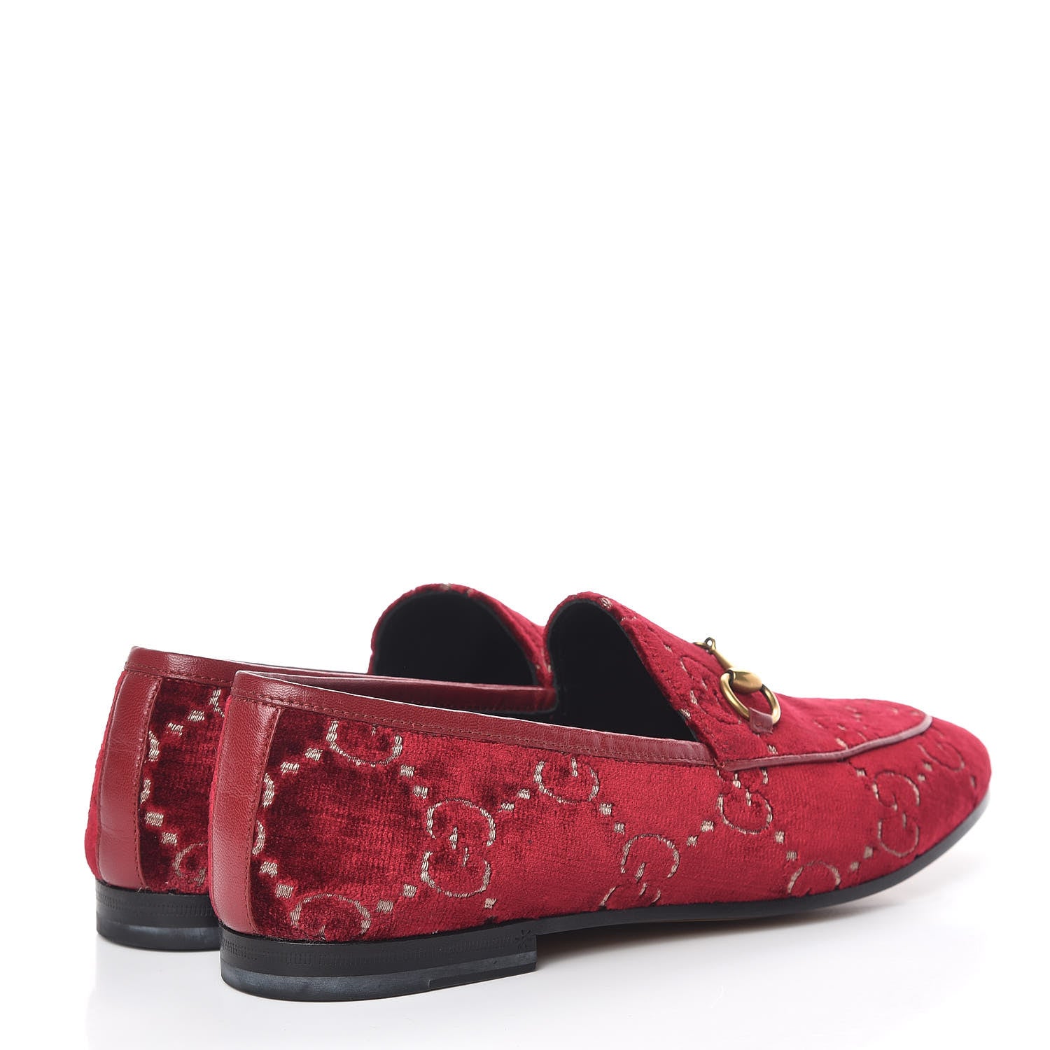 Gucci Velvet Malaga Kid GG Monogram Horsebit Womens Jordaan Loafers 38.5 Red Cipria Romantic Cerise 4 of 9
