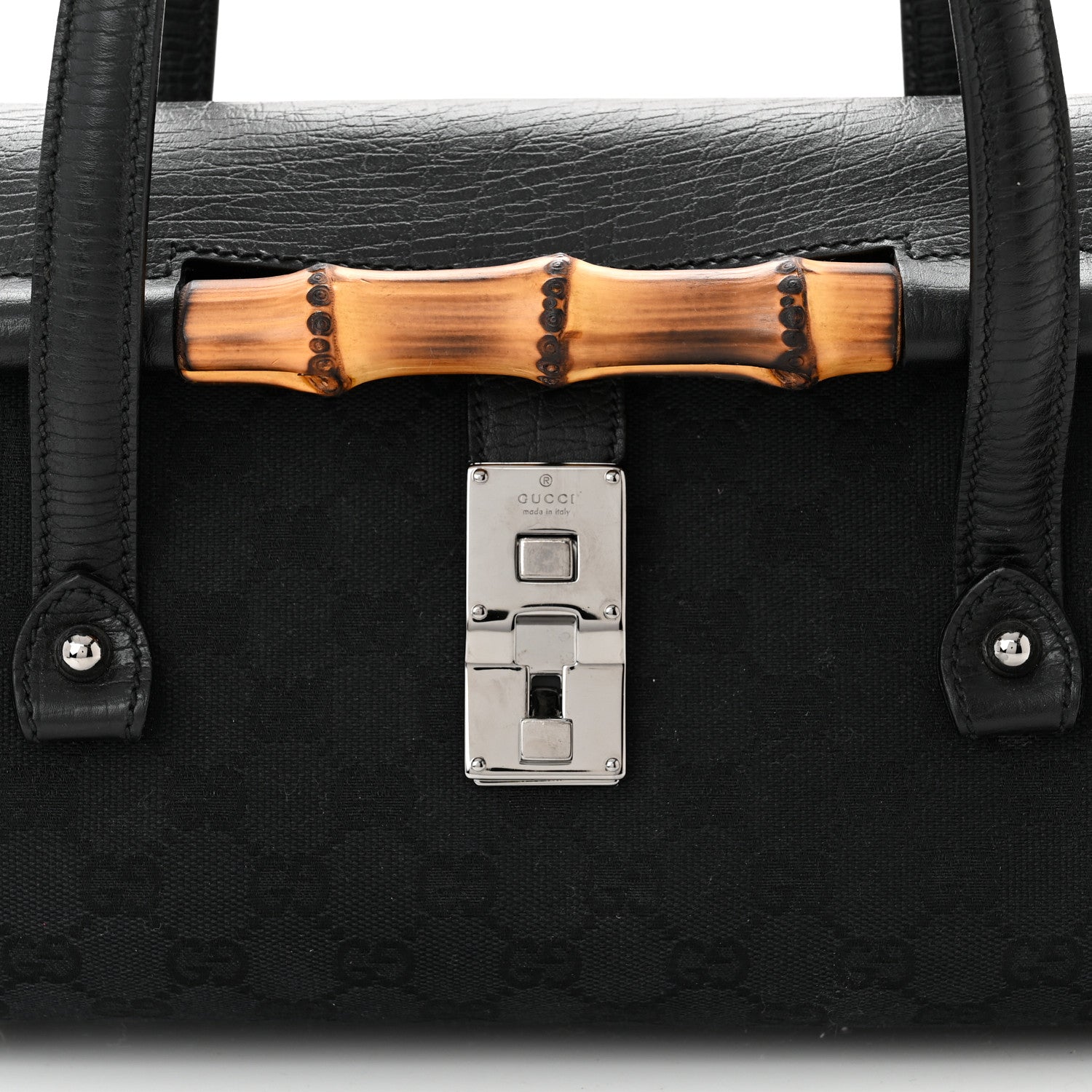 Gucci Monogram Bamboo Bullet Bag Black 8 of 10