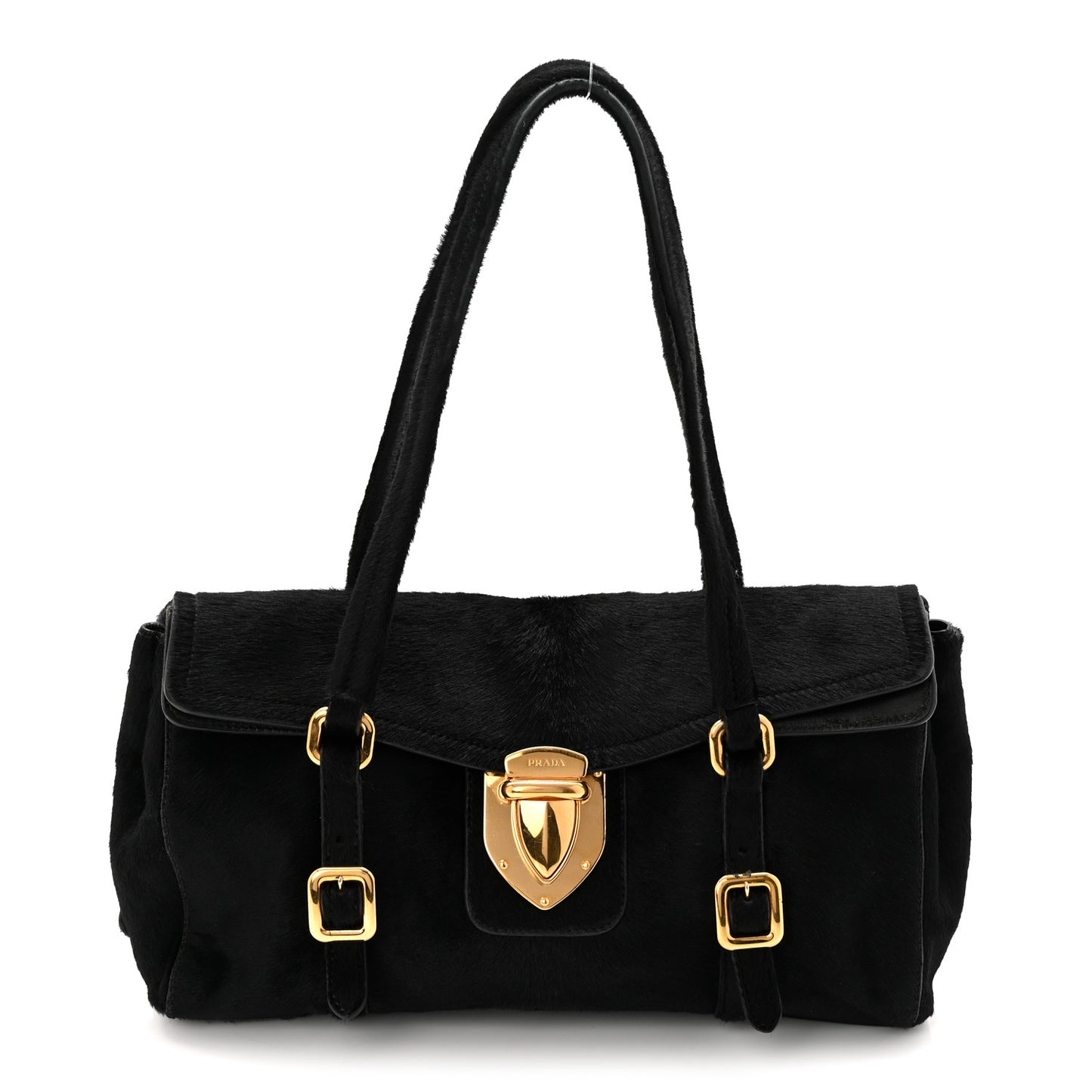 Calf Hair Shoulder Bag Black