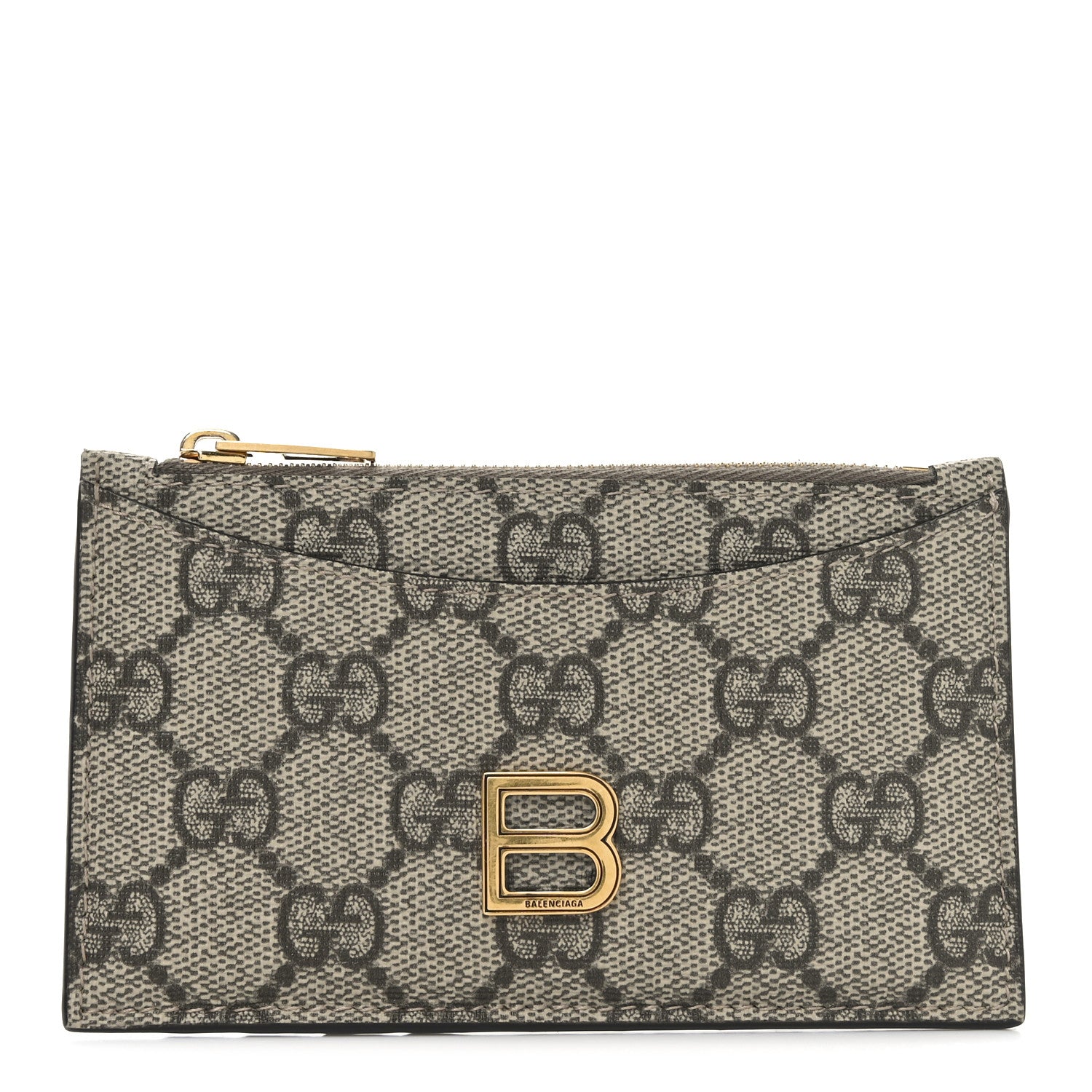 Gucci X BALENCIAGA GG Supreme Monogram Zip Card Case Beige Ebony 1 of 6