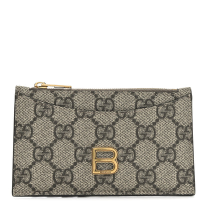 Gucci X BALENCIAGA GG Supreme Monogram Zip Card Case Beige Ebony 1 of 6