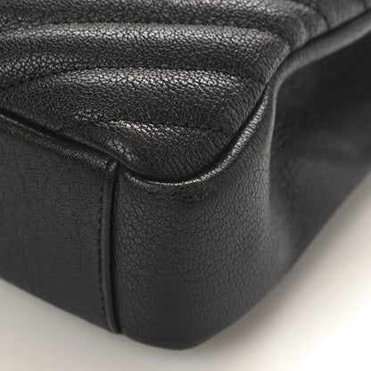 Saint Laurent Sheepskin Matelasse Chevron Monogram Medium College Bag Black 8 of 9