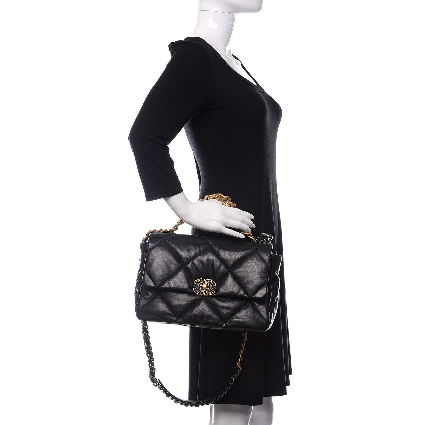 Goatskin Quilted Large 19 Flap Black