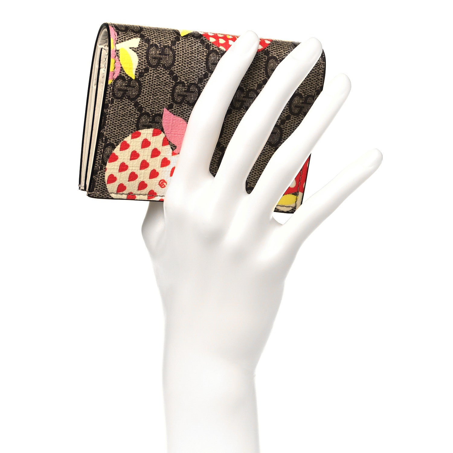 Gucci GG Supreme Monogram Les Pommes Card Case Wallet Beige Multicolor Mystic White 2 of 11
