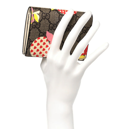 Gucci GG Supreme Monogram Les Pommes Card Case Wallet Beige Multicolor Mystic White 2 of 11