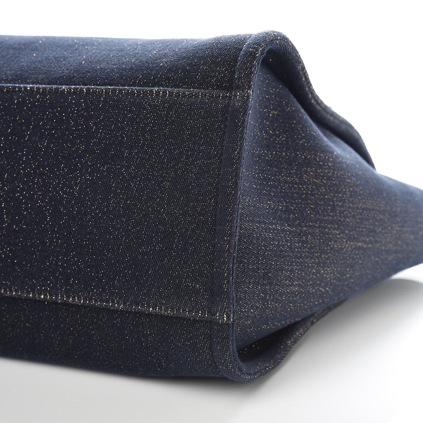 Lurex Canvas Medium Deauville Tote Navy Blue Gold