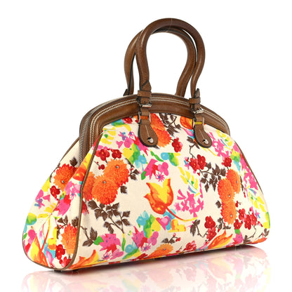 Christian Dior Canvas Floral Frame Satchel 2 of 12