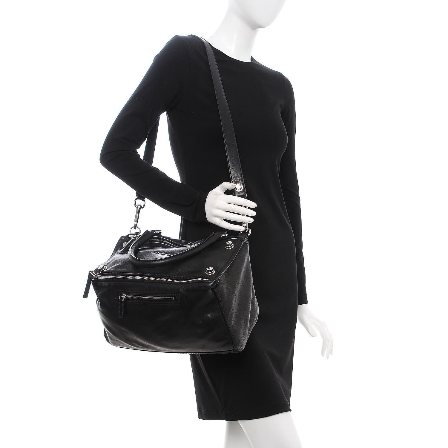 Givenchy Pebbled Calfskin Medium Bolt Stud Pandora Black 2 of 10