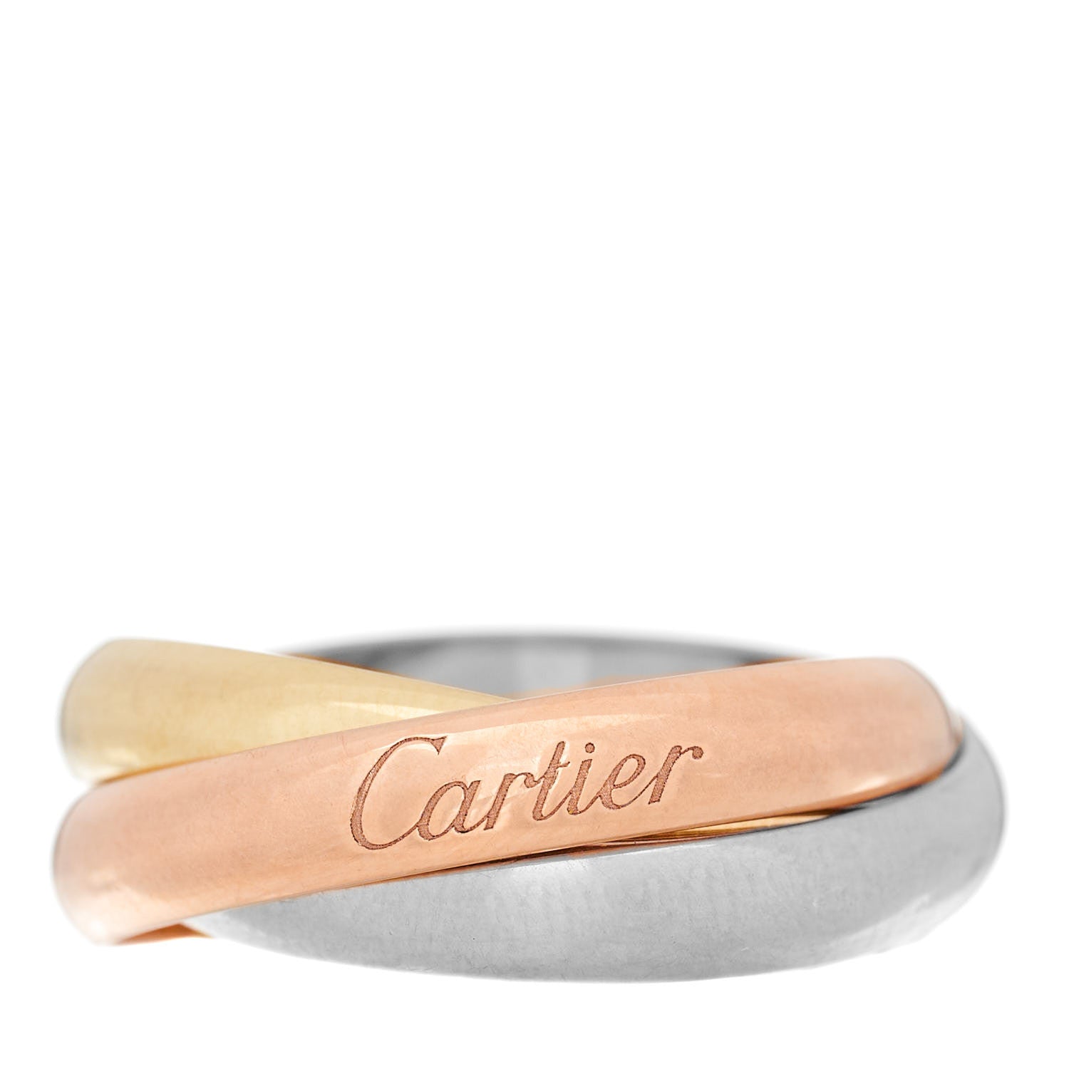 Cartier 18K Pink Yellow White Gold Classic Trinity Ring 55 7.25 2 of 10
