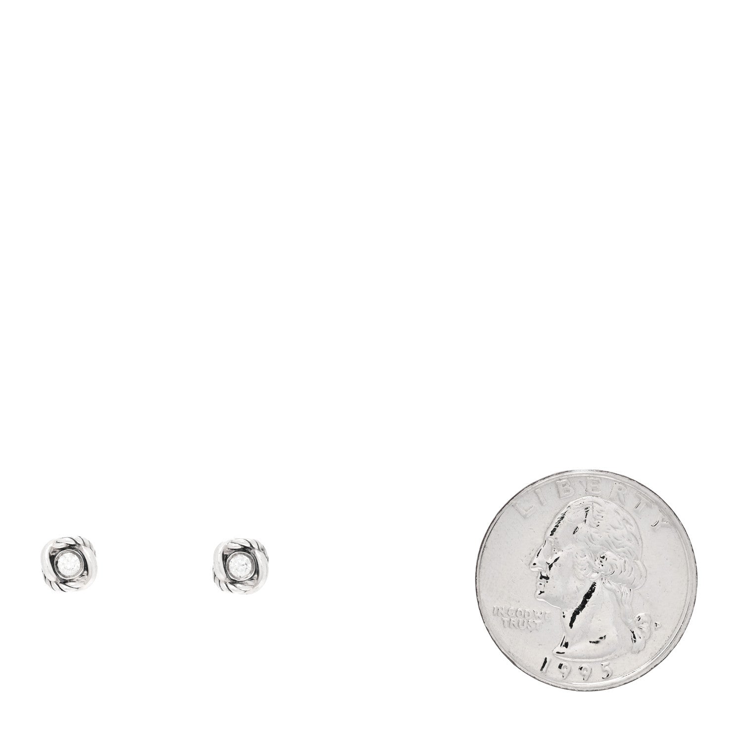David Yurman Sterling Silver Diamond 7mm Infinity Stud Earrings 2 of 4