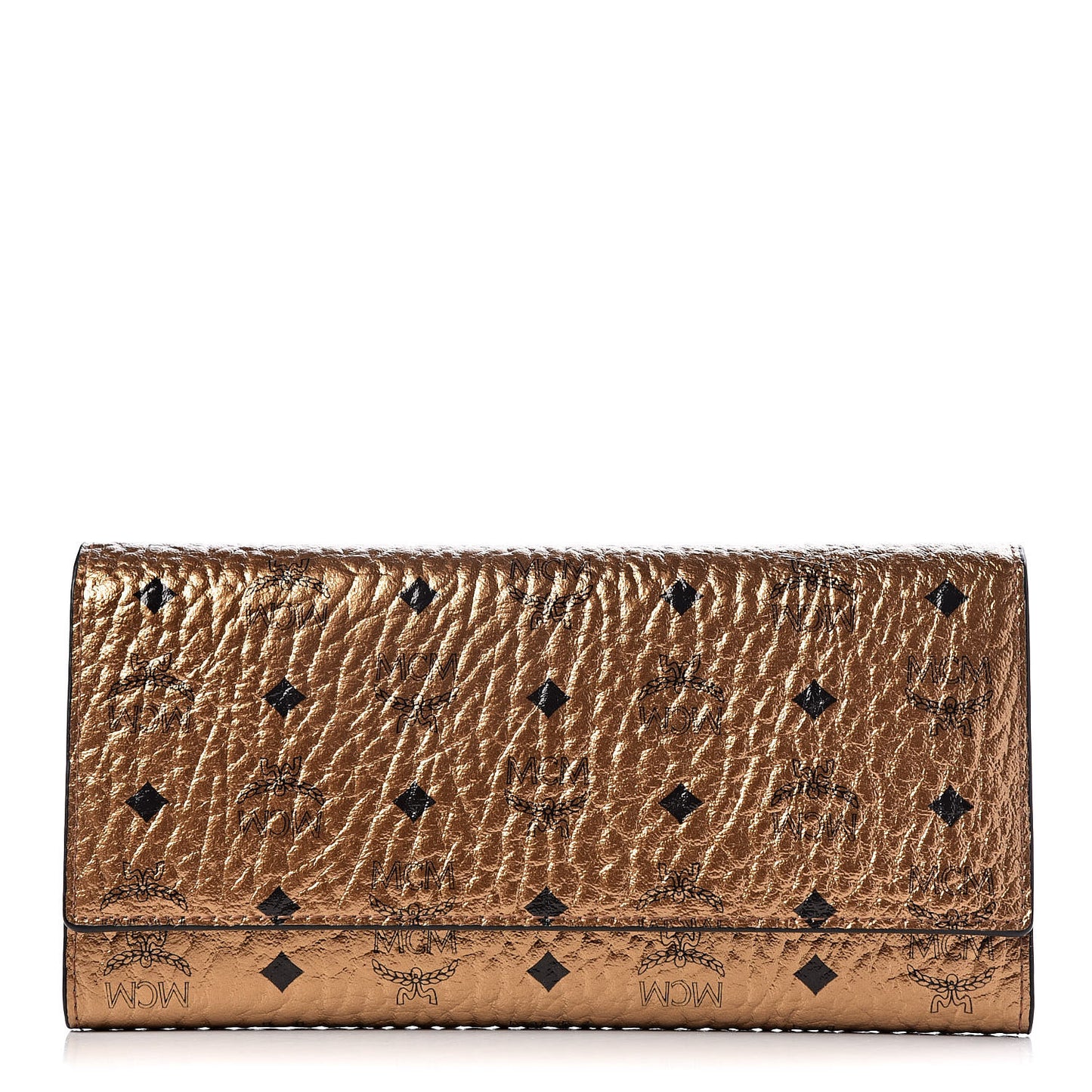Metallic Visetos Continental Flap Wallet Gold