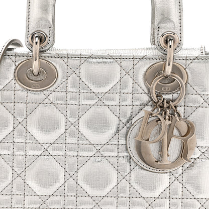 Christian Dior Metallic Grained Calfskin Cannage Small Lucky Badges My Lady Dior Silver 8 of 16