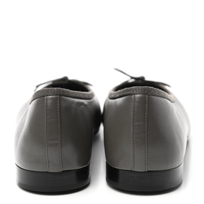 Chanel Lambskin Cap Toe CC Ballerina Flats 41 Dark Grey 6 of 8