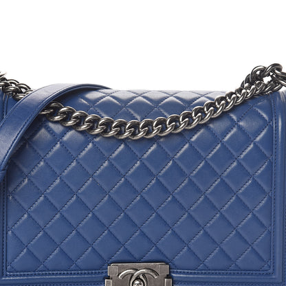 Chanel Lambskin Quilted New Medium Boy Flap Dark Navy Blue 8 of 10
