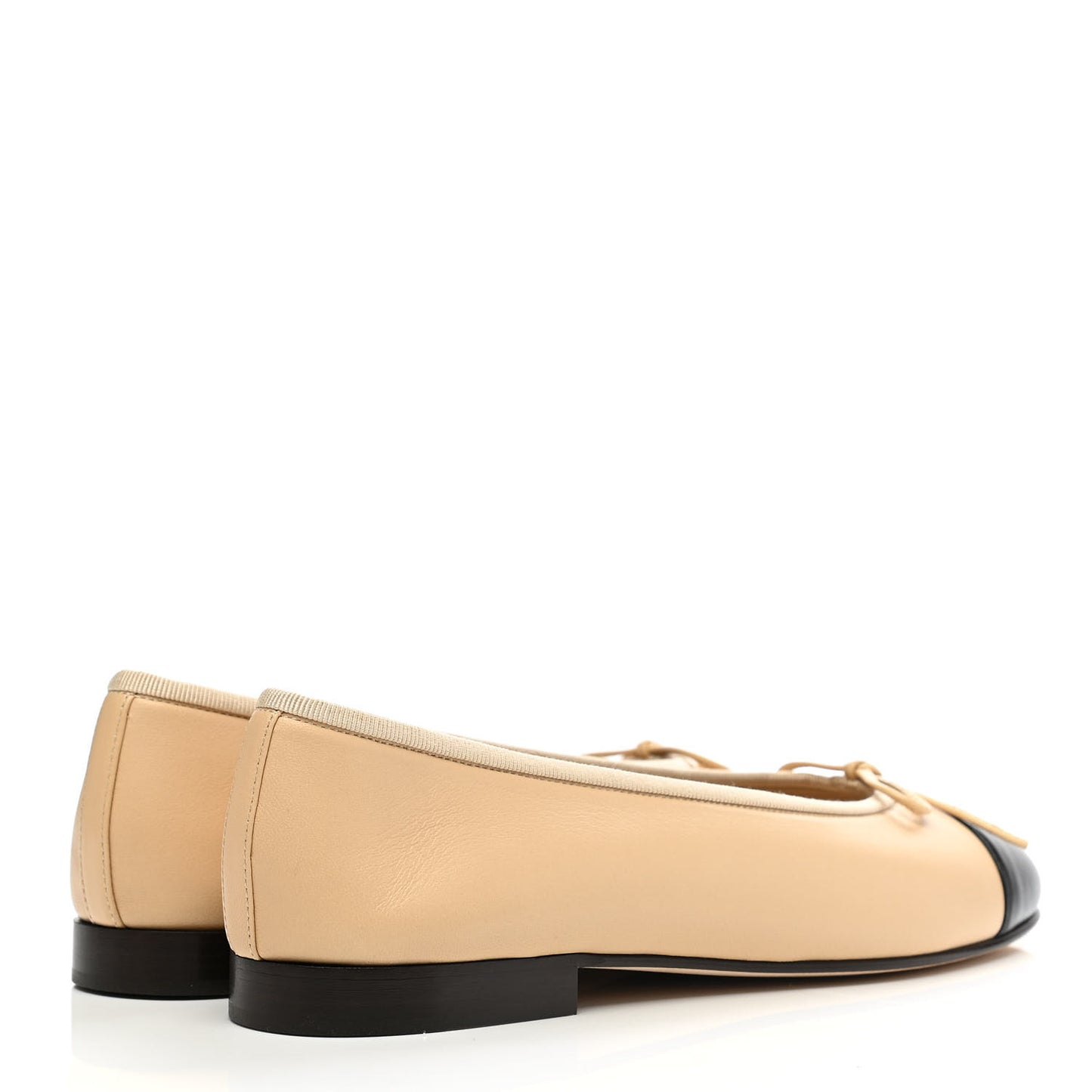 Lambskin Cap Toe CC Ballerina Flats 37 Beige Black