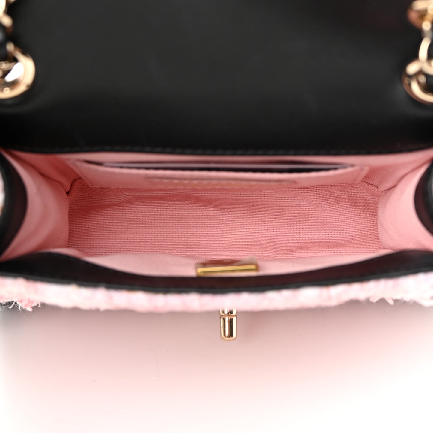 Tweed Braided Calfskin Mini My Own Frame Flap Pink Black