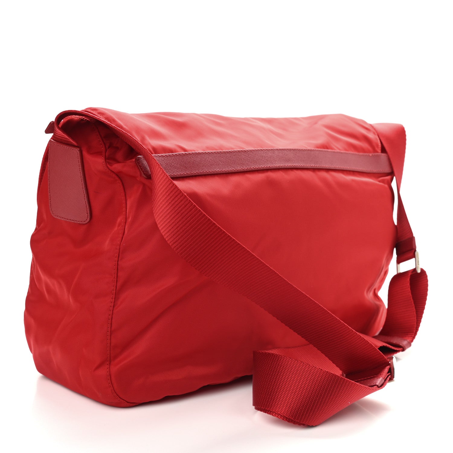 Prada Tessuto Nylon Saffiano Messenger Bag Red 3 of 10