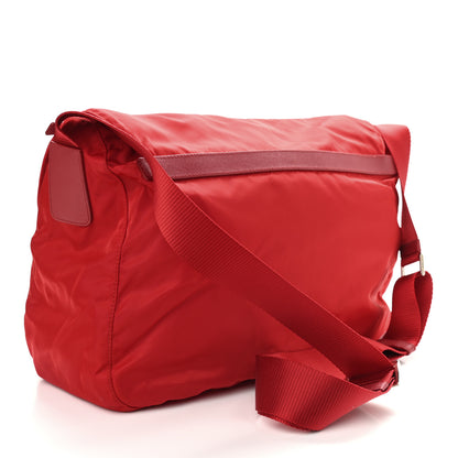 Prada Tessuto Nylon Saffiano Messenger Bag Red 3 of 10
